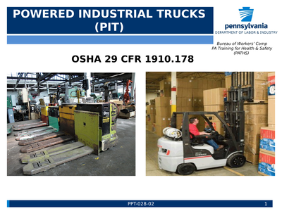 powered industrial trucks (pit) osha 29 cfr 1910.178
