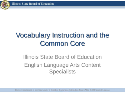 Vocabulary Instruction And The Common Core