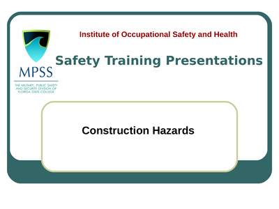 Construction Hazards Safety Training Presentations